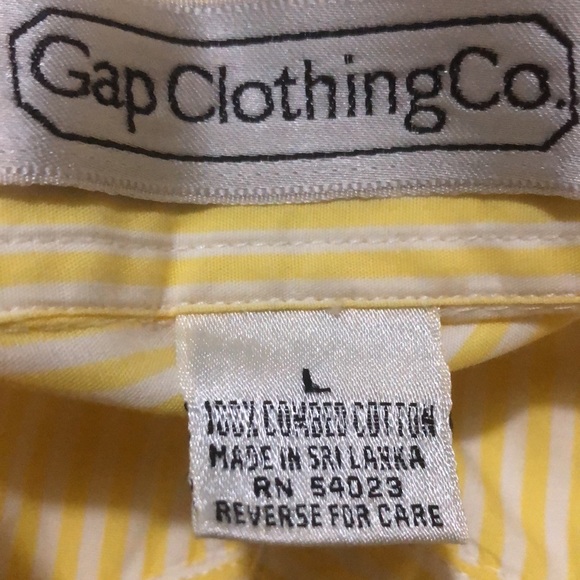 Vintage GAP Boyfriend Fit ButtonUp-Sz L-Cotton-Yellow/White Stripes-EUC - Picture 10 of 16